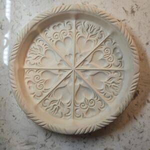 Vintage Hartstone USA The Shortbread Mold Hearts Tulips Stoneware 10"